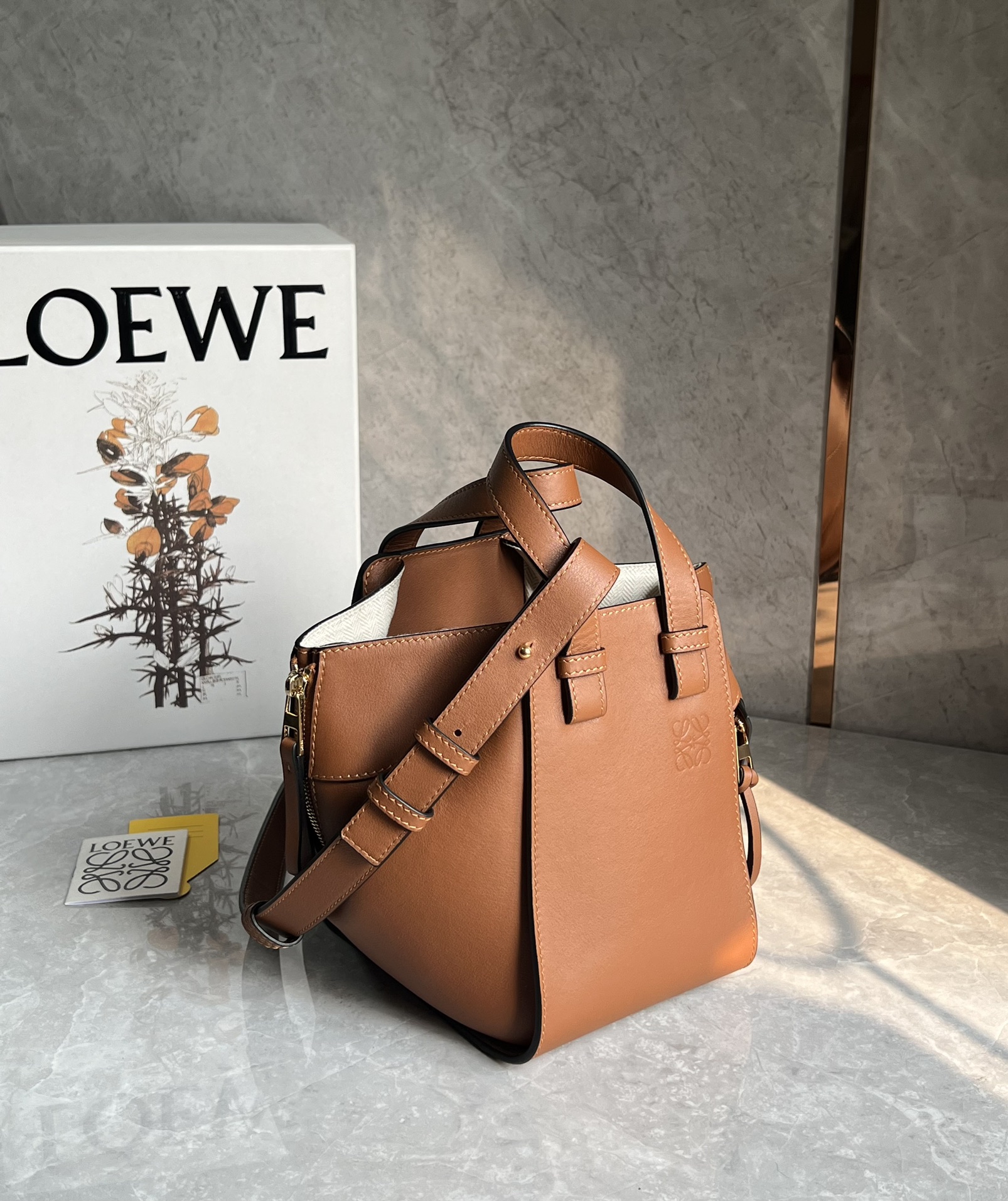 Loewe Compact Hammock Bag in Classic Calfskin Brown